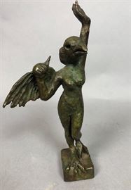 Lot 75 ILANA GOOR Bronze Surrealist Bird Woman Sculpture