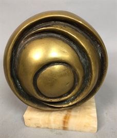 Lot 76 ANA VIAEN Bronze Modernist Sculpture. Round Spher