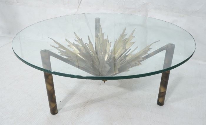 Lot 110 Brutalist Metal Round Coffee Cocktail Table. Weld
