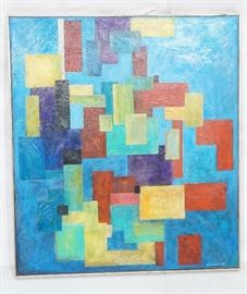 Lot 143 CRAMER Modernist Abstract Oil Painting. Faubist c