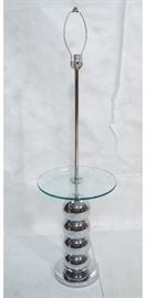 Lot 219 70s Modern Stacked Chrome Ball Lamp Table. Round 