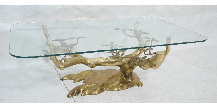 Lot 228 WILLY DARO Brass Glass Bonsai Cocktail Table. Mod