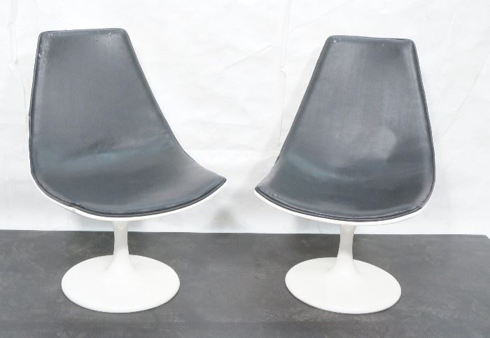 Lot 235 Pr Modernist Tulip Style Swivel Lounge Chairs. Wh
