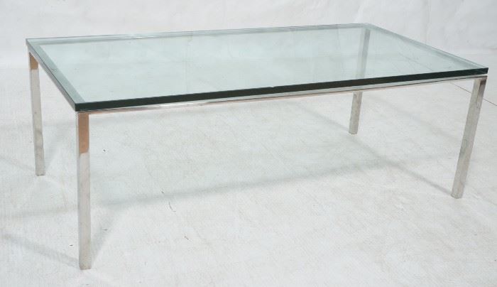 Lot 237 Knoll Attributed Glass Chrome Cocktail Table. Squ