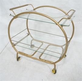 Lot 238 Gold painted Tube Bar Tea Cart on casters.