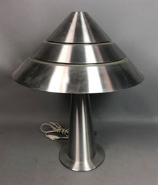 Lot 250 HANS AGNE Spun Aluminum Conical Table Lamp. Swedi