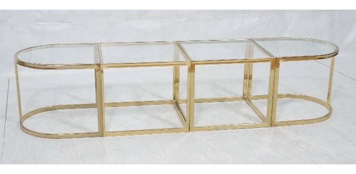 Lot 125 4pc Brass Cocktail Table Set. Crespi Style. Could