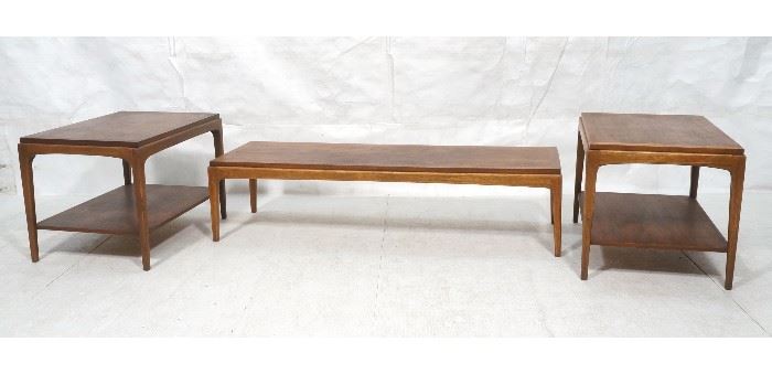 Lot 276 3pc LANE Walnut Table Set. Coffee table and pair 