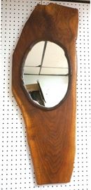 Lot 278 Modernist Free Form Wood Slab Wall Mirror. Walnut