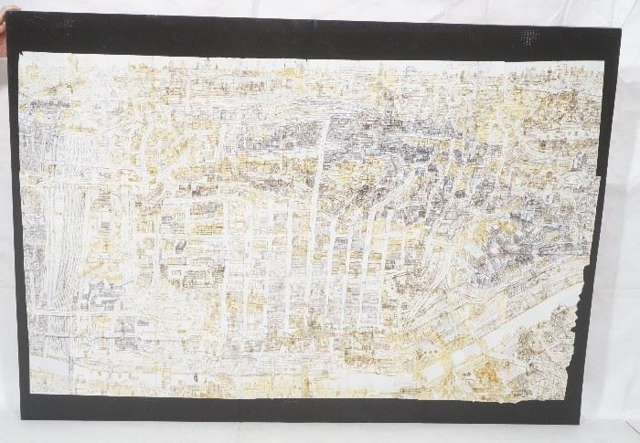 Lot 311 Modernist Map Drawing. Large scale urban map on b