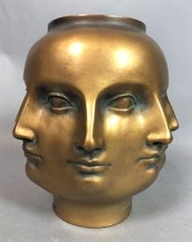 Lot 313 Fornasetti style Gold Multi Face Vase. Marked TMS
