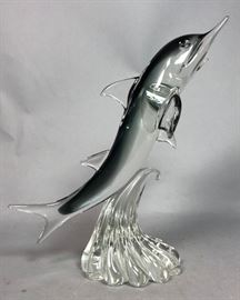 Lot 329 Murano Art Glass Figural Porpoise Dolphin Fish Sc
