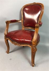 Lot 346 Burgundy Leather Antique Childs Chair. French s