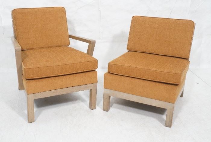 Lot 352 Pr Limed Oak Modernist Lounge Chairs. 1 Arm  1 S