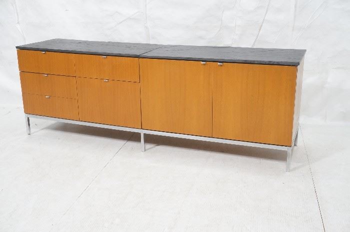 Lot 365 KNOLL 2 Part Walnut Cabinet Credenza. Two Texture