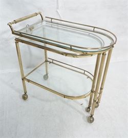 Lot 368 Brass Modernist Rolling Bar Tea Cart. Swing Out B