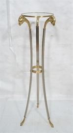 Lot 408 Stainless and Brass Rams Head Gueridon Tall Stan