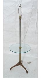Lot 411 Modernist Wood and Metal Glass top Lamp Table. Tr