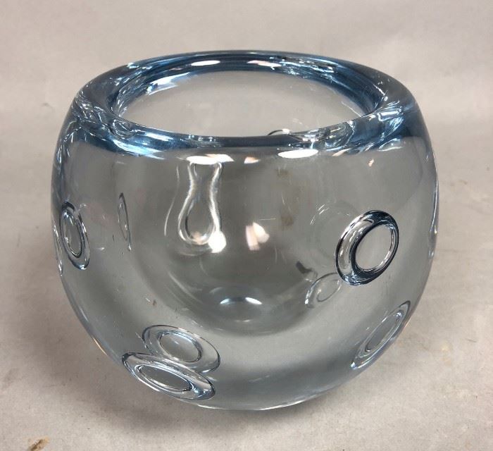 Lot 30 GUNNAR NYLUND Pale Blue Art Glass Bowl. Thick wal