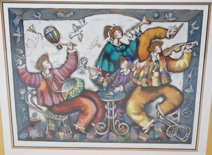 Lot 345 Signed RACKER Graphic Giclee Print Musicians in 
