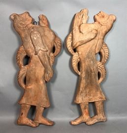 Lot 400 Pr Figural Weinberg Style Pottery Wall Sculpture