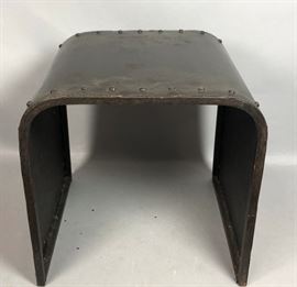 Lot 432 Dark Metal Modernist Bench Seat Stool. Iron stud 