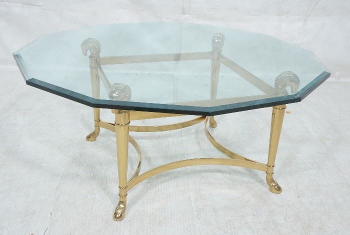 Lot 482 Signed Brass Regency Style Glass Top Cocktail Tab