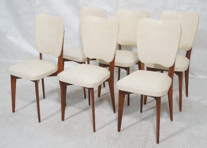 Lot 483 Set 6 Modern Dining Chairs. Cream vinyl seat and 