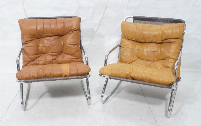 Lot 490 Pr Modernist Chrome Tube Lounge Chairs. Patchwork
