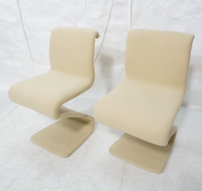 Lot 492 Pr Z Form Fabric Covered Modernist Lounge Chairs.