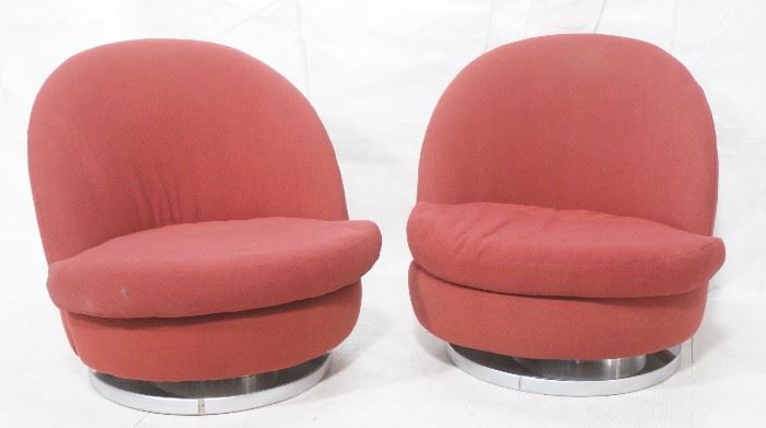 Lot 499 Pr Milo Baughman Lounge Chairs. Swivel Modernist 