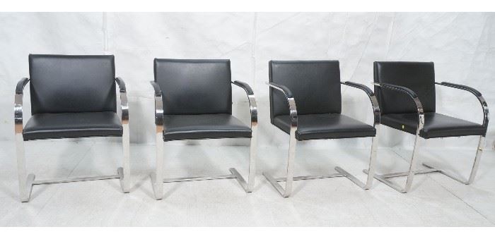 Lot 503 4 BRNO Black Vinyl Chrome Arm Chairs. Modernist c