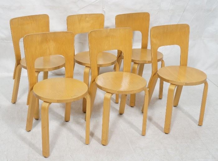 Lot 536 Set Blond Wood Laminated Side Chairs. ALVAR AALTO