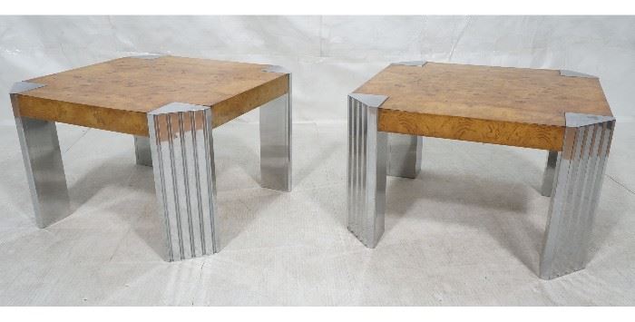 Lot 572 Pr Leon Rosen Side Tables. Art Deco Burl Wood Si