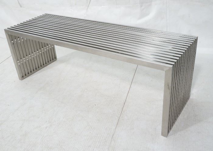 Lot 578 Stainless Steel Modernist Slat Bench. Contemporar