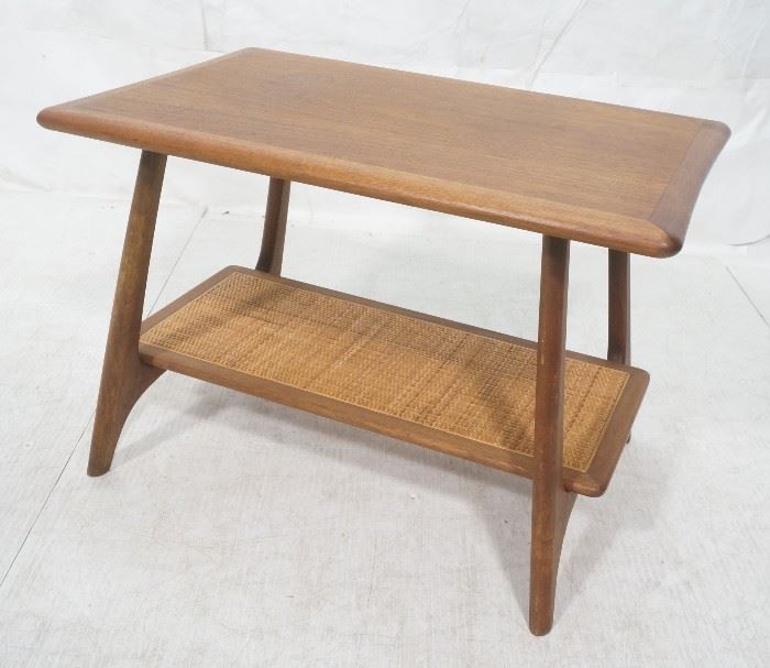 Lot 584 Modernist Wood Side Table. Lower level with woven