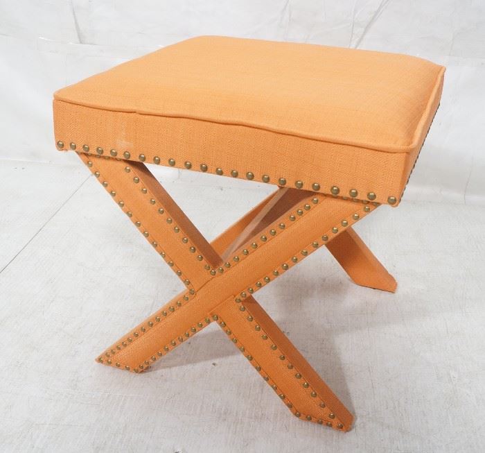 Lot 586 BILLY BALDWIN Style Upholstered Bench Stool. Peac