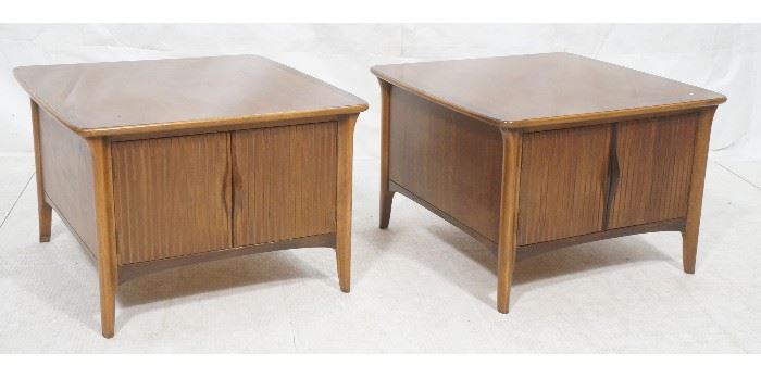 Lot 588 Pr American Modern Walnut End Tables Cabinets. Ba