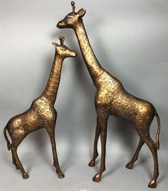 Lot 443 Pr Figural Gold Giraffe Table Sculptures. Texture