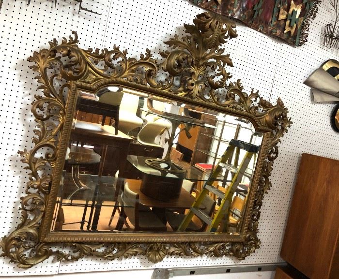 Lot 552 Large Antique Oversized Gesso Frame Mirror. Ornat
