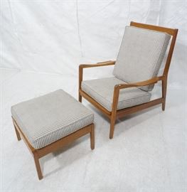 Lot 600 Modernist Tall Back Wood Lounge Chair Ottoman. Lo