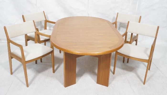 Lot 603 Danish Teak Dining Table. 4 Chairs. Oval Top. Set