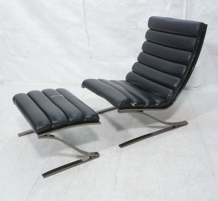 Lot 605 2pc DIA Black Vinyl Modernist Lounge Chair  Otto