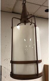 Lot 622 Industrial Style Glass Cylinder Metal Chandelier.