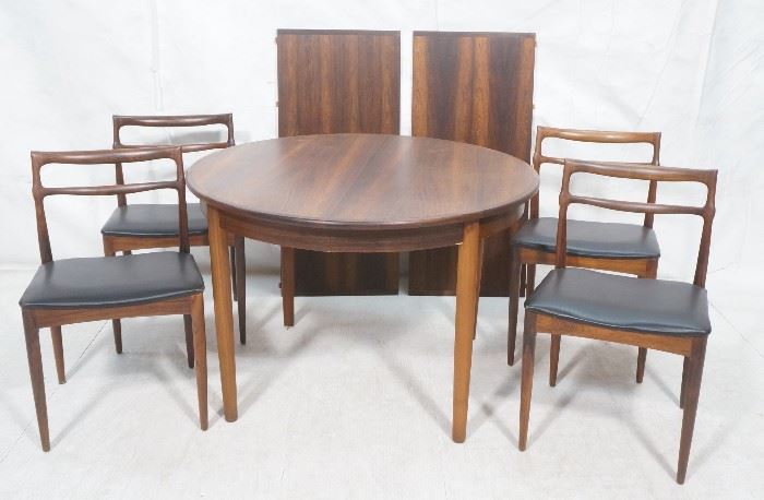 Lot 627 4Pc Rosewood Dining Set. Round banded dining tabl
