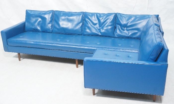 Lot 645 Blue Pleather Two Part THAYER COGGIN Sectional So
