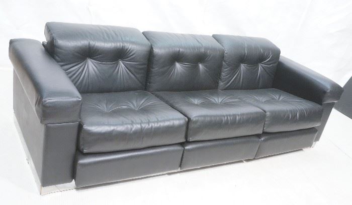 Lot 663 LAWSONIA Black Leather Oversized Sofa. Modernist 