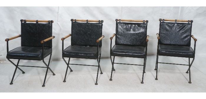 Lot 672 Set of 4 INCA Black Iron Black Vinyl Side Chairs.
