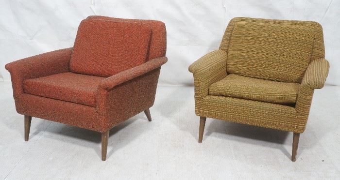 Lot 676 Pr Modernist Wide Arm Lounge Chairs. Mid century 