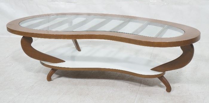 Lot 681 Boomerang Glass Top Modernist Coffee Table. Wood 
